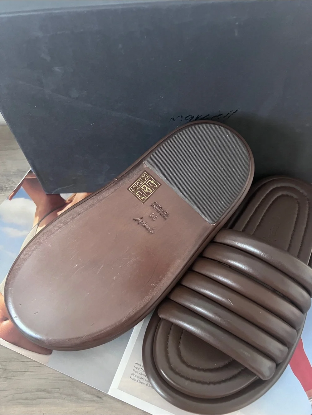 Marsell leather women’s Slide Sandal in Brown